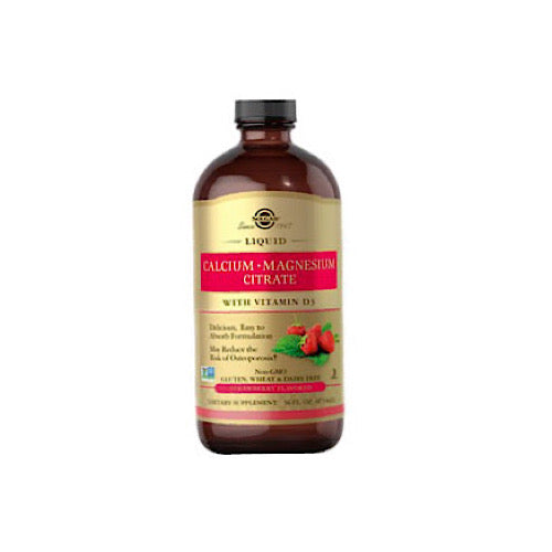 Solgar Liquid Calcium Magnesium Citrate with Vitamin D3, Strawberry, 16 fl oz