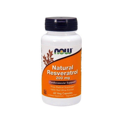 Now Foods, Natural Resveratrol 200 mg, 60 Veg Capsules