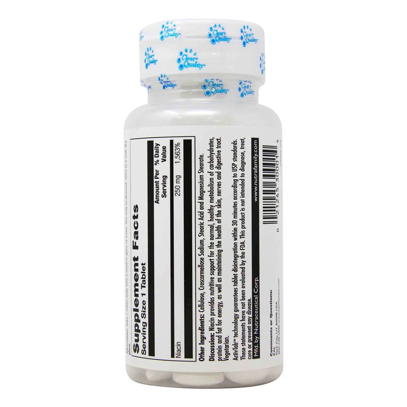 KAL Niacin 250 mg, 100 Tablets