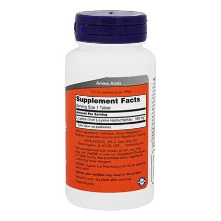 Now Foods, L-Lysine 500 mg - 100 Veg Tablets