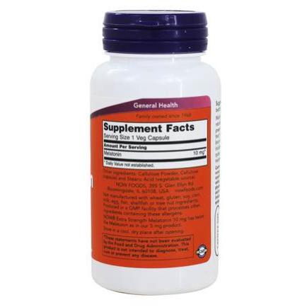 Now Foods, Melatonin 10 mg Extra Strength, 100 Veg Capsules