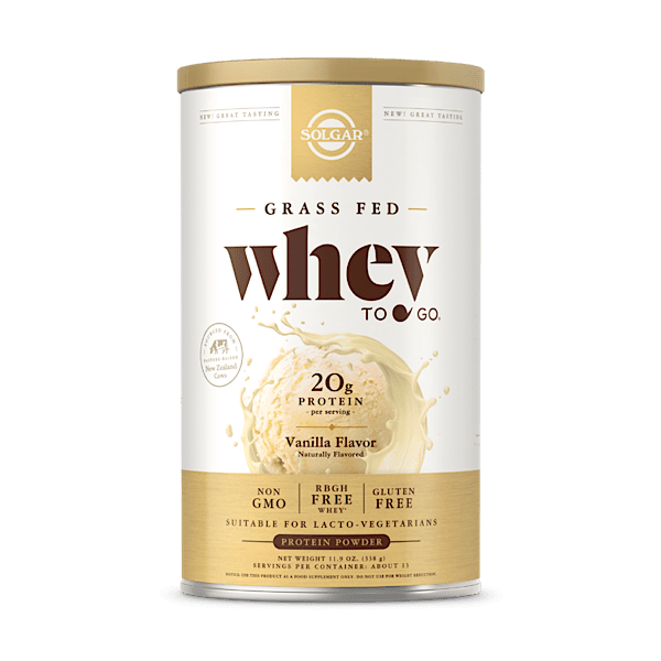 Solgar Grass Fed Whey to Go Protein Powder, Vanilla, 11.9 oz