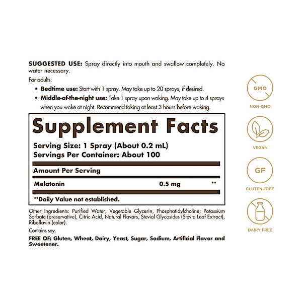 Solgar Liposomal Melatonin Sleep Spray, Mint Flavor - Rapid & Efficient Absorption, .68 fl oz