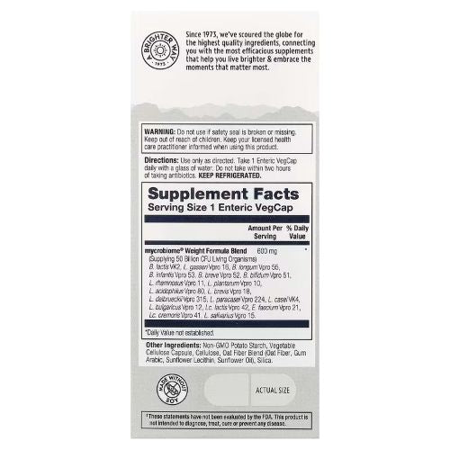 Solaray, Mycrobiome Probiotic Weight Formula, 30 VegCaps