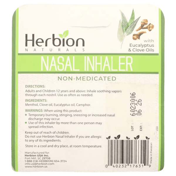 Herbion Naturals Nasal Inhaler, 0.05oz