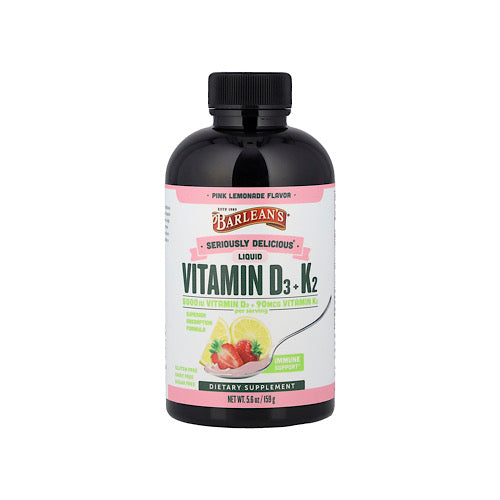 Barlean's, Seriously Delicious®, Liquid Vitamin D3 + K2, Pink Lemonade, 5.6 oz