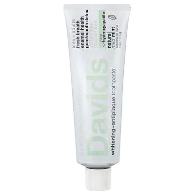 Davids, Kids + Adults Whitening + Antiplaque Toothpaste, Natural Mild Mint, 4oz