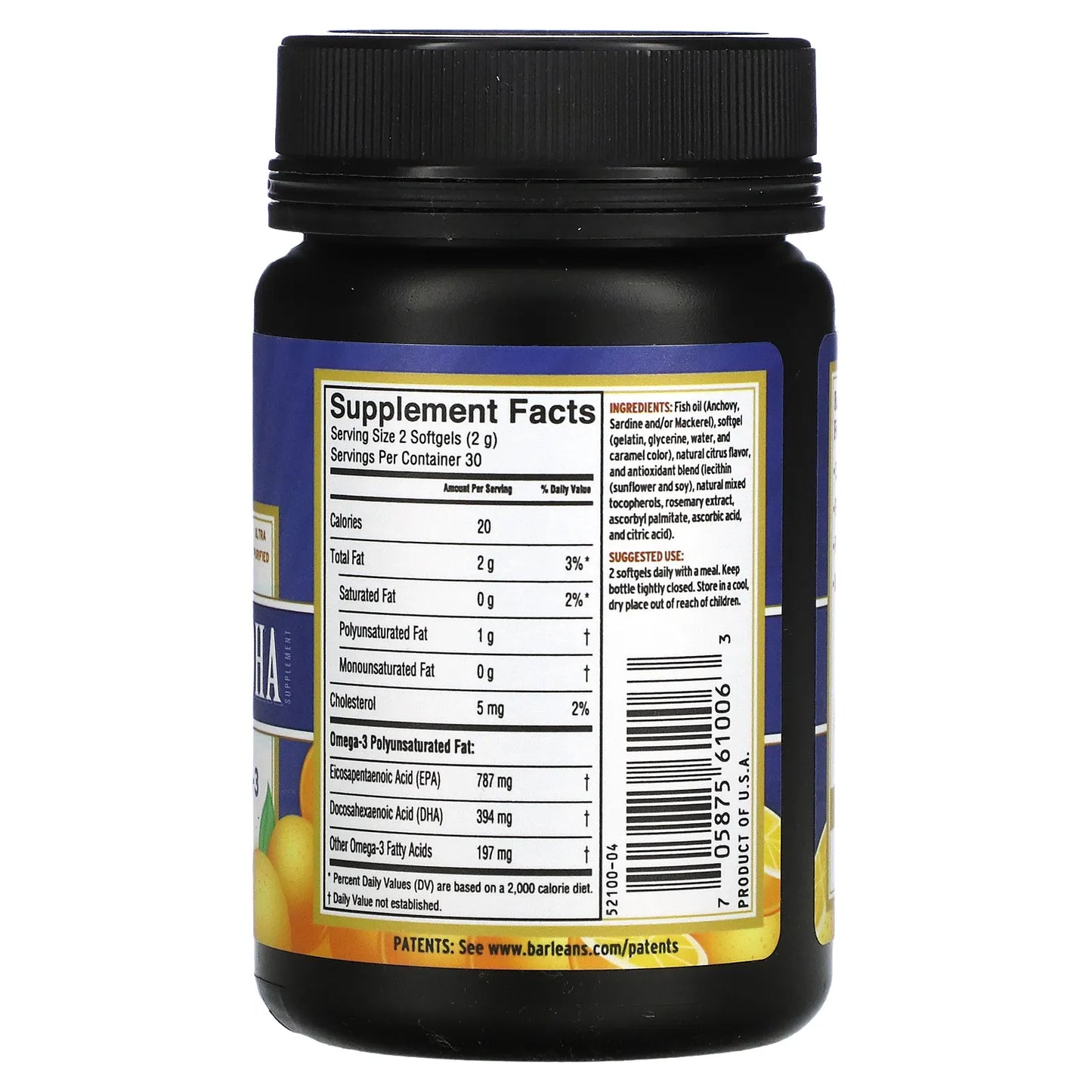 Barlean's, Fresh Catch Fish Oil, Omega-3, Ultra EPA/DHA, Orange , 60 Softgels