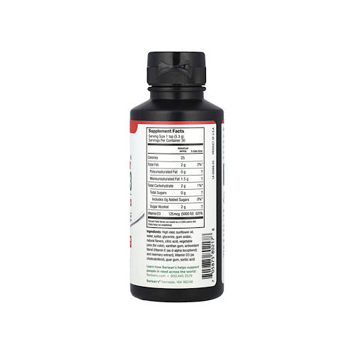 Barlean's, Seriously Delicious, Liquid Vitamin D3, Strawberry Milkshake, 125 mcg 5,000 IU , 5.6 oz