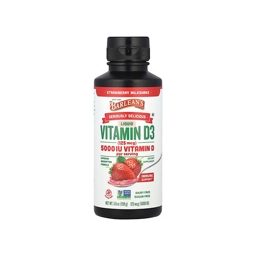 Barlean's, Seriously Delicious, Liquid Vitamin D3, Strawberry Milkshake, 125 mcg 5,000 IU , 5.6 oz