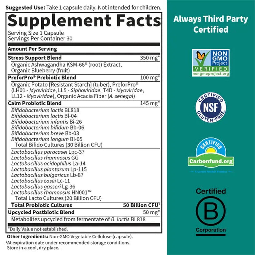 Dr. Formulated Probiotics Calm 50 Billion, 30 Capsules