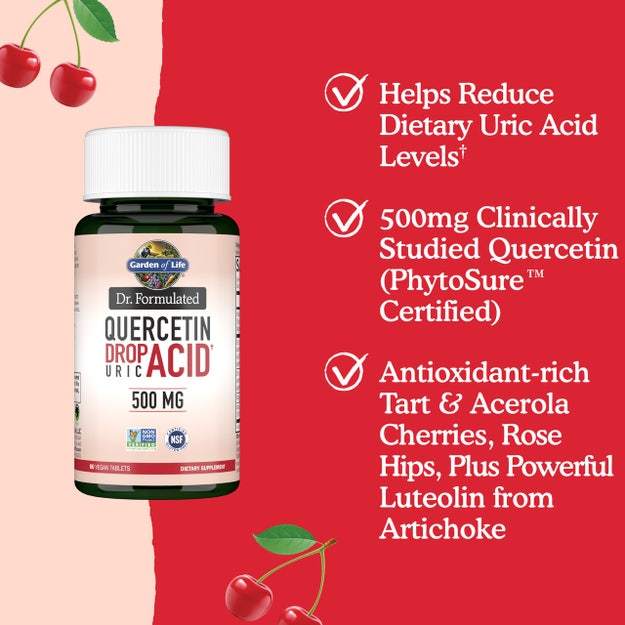 Dr. Formulated Quercetin Drop Uric Acid 500 mg, 60 Veg Tablets