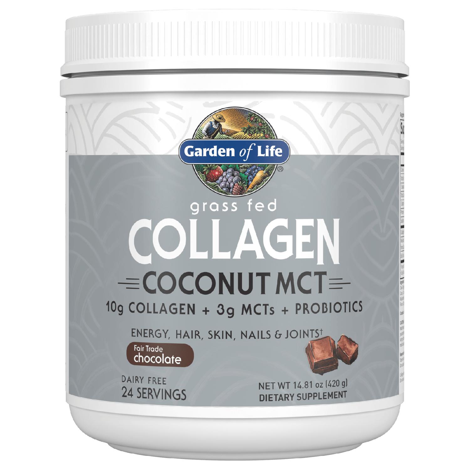 Garden of Life Grass Fed Collagen Coconut MCT Powder Chocolate - 14.81 oz.