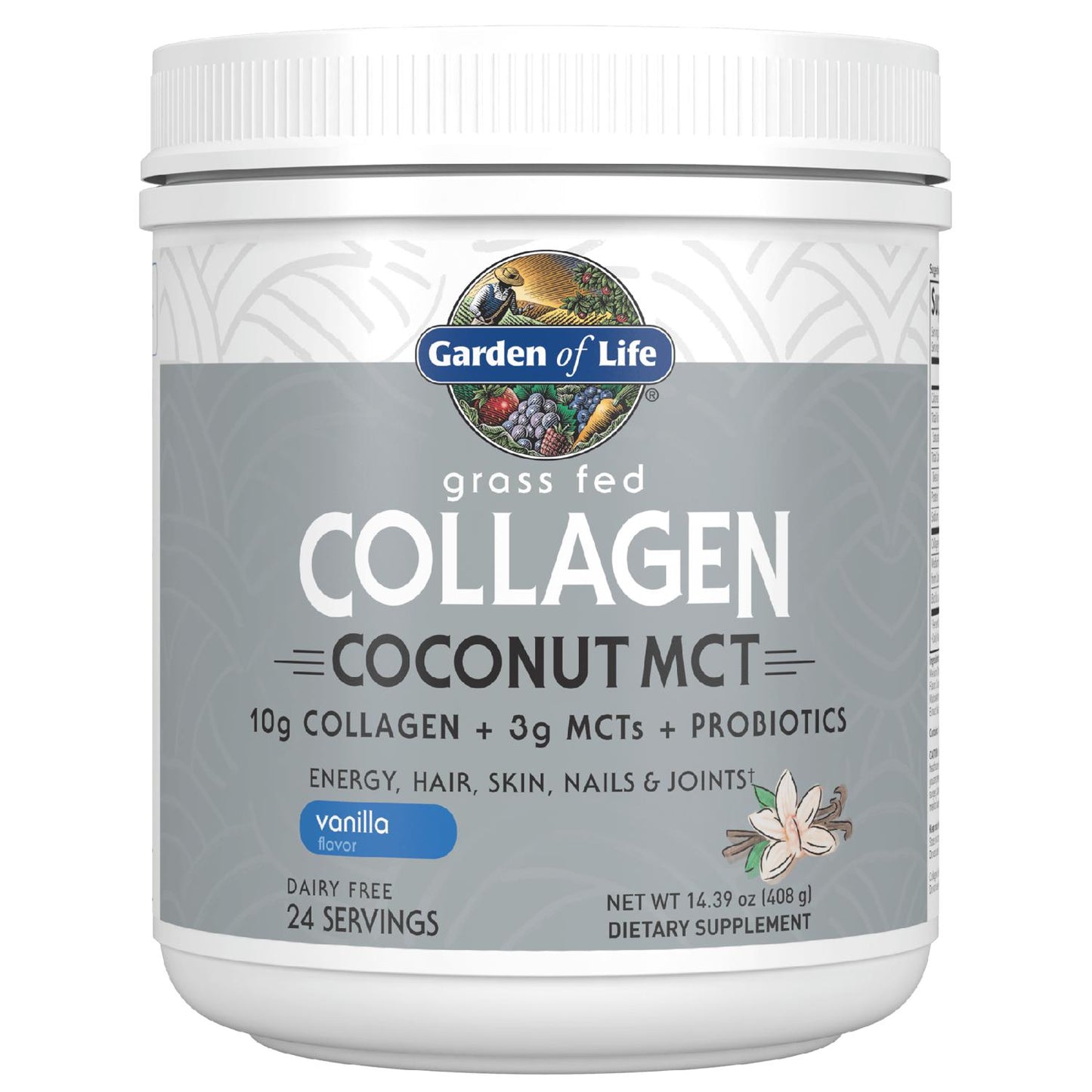 Garden of Life Grass Fed Collagen Coconut MCT Powder Vanilla - 14.39 oz.