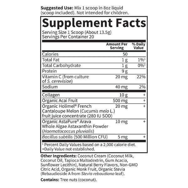 Garden of Life Grass Fed Collagen Super Beauty Powder Blueberry Acai - 9.52 oz.