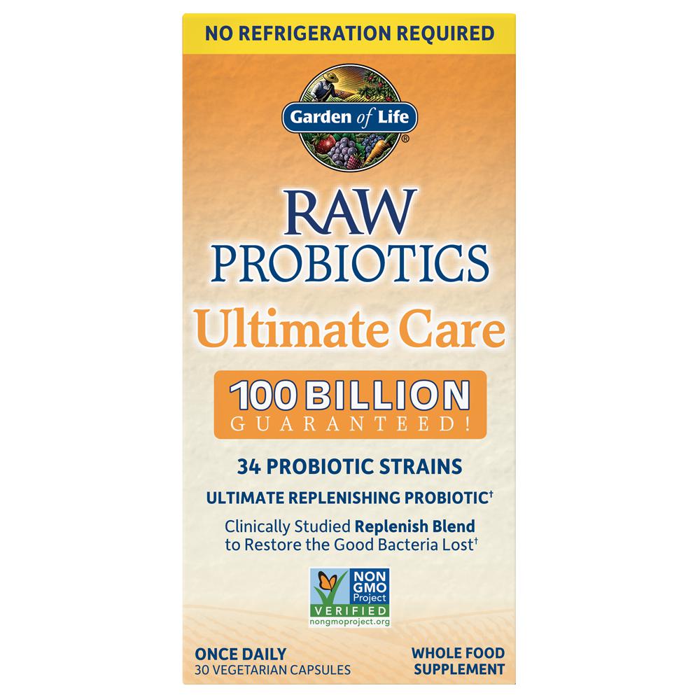 Garden of Life RAW Probiotics Ultimate Care 100 Billion CFU , Shelf Stable, 30 Veg Capsules