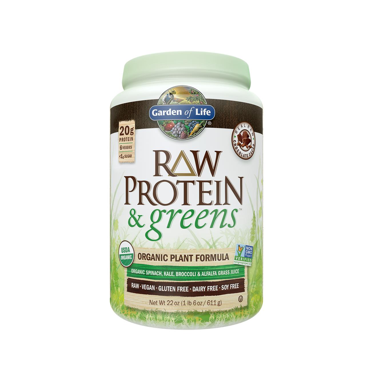 Garden of Life Raw Organic Protein & Greens Chocolate, 22 oz Powder