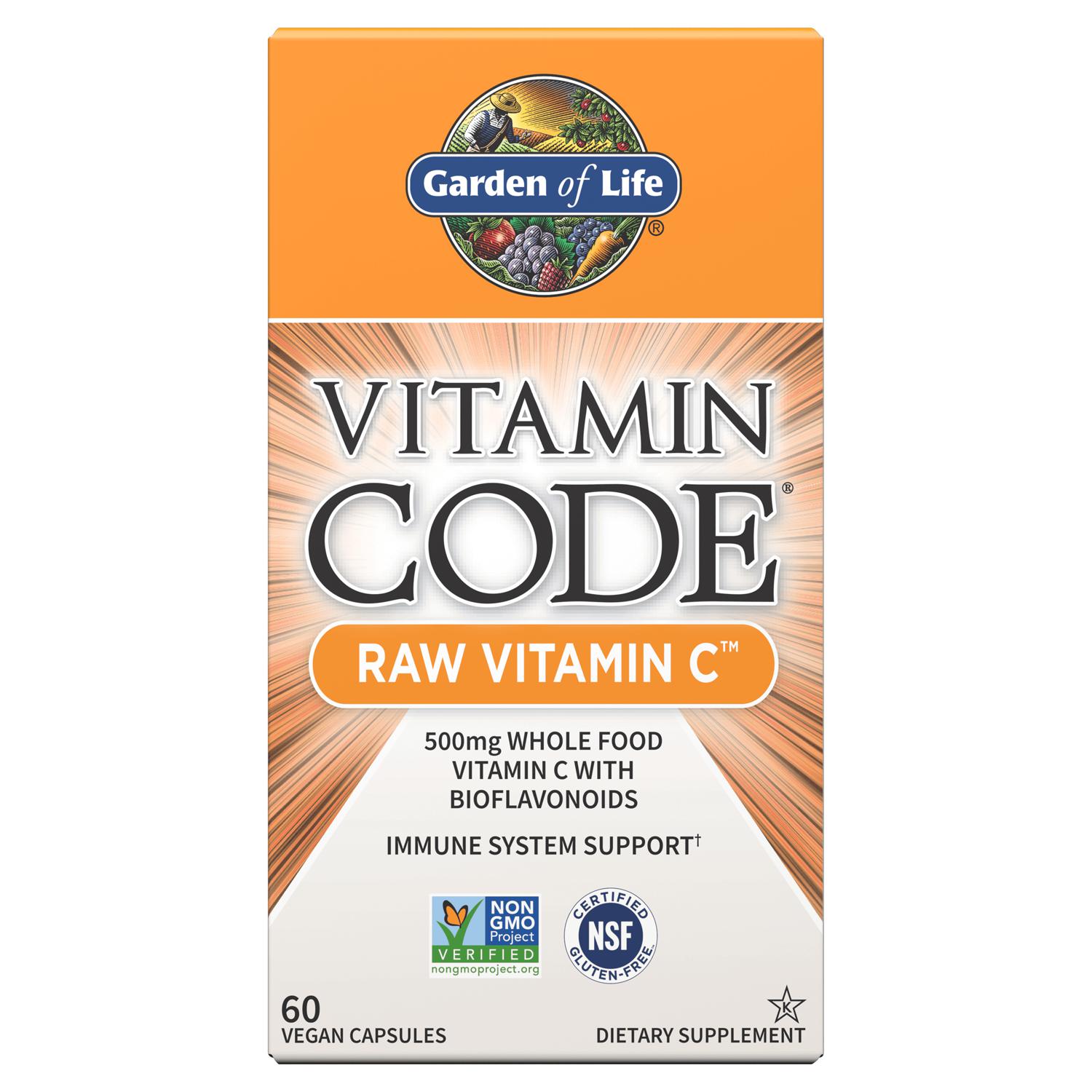 Garden of Life Raw Vitamin C 500 mg, 60 Veg Capsules