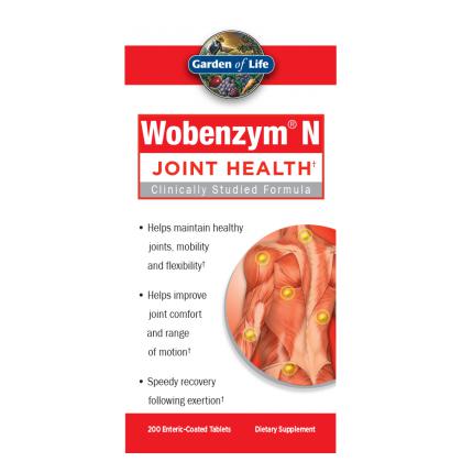 Garden of Life Wobenzym N Healthy Inflammation and Joint Support, 200 Coated Tablets