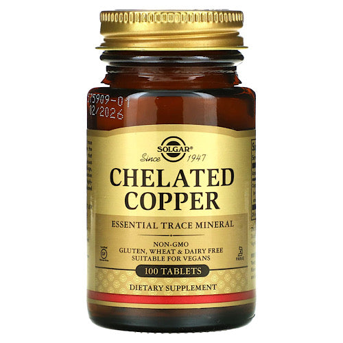 Solgar, Chelated Copper, 100 Tablets 2.5 mg per Tablet