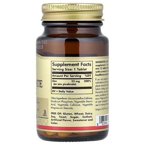 Solgar, Zinc Picolinate, 22 mg, 100 Tablets