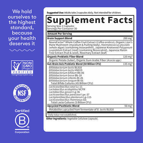 Garden Of Life Dr.Formulated Probiotics Gut-Brain Axis WIth Neurofactor 50 Billion 12 Strain-60 VegCaps