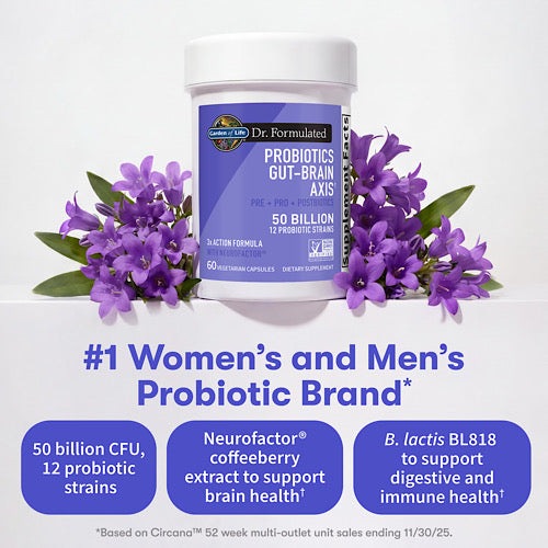 Garden Of Life Dr.Formulated Probiotics Gut-Brain Axis WIth Neurofactor 50 Billion 12 Strain-60 VegCaps