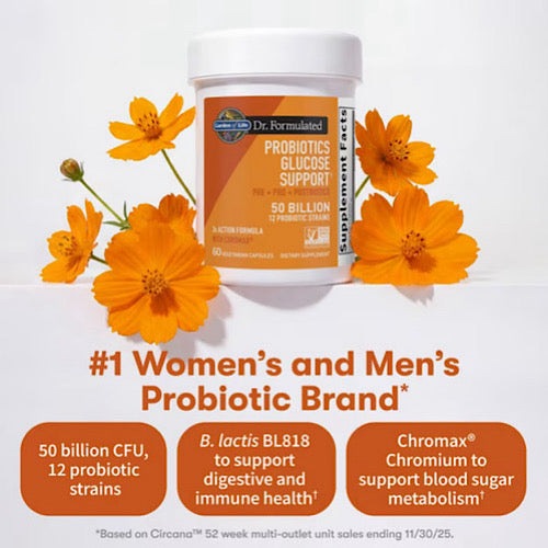 Garden Of Life Dr.Formulated Probiotics Glucose Support With Chromax 50 Billion 12 Strain-60 VegCaps