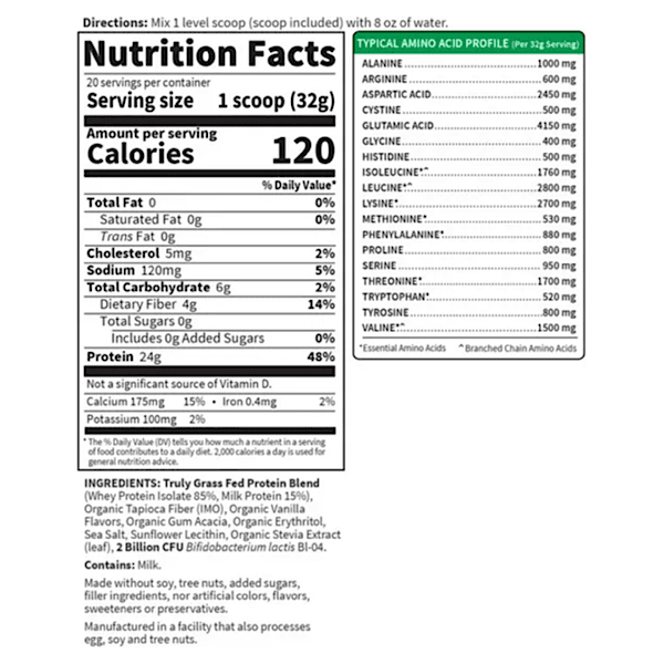 Garden of Life Sport Organic Grass Fed Whey Protein Vanilla, 22.57 oz Powder