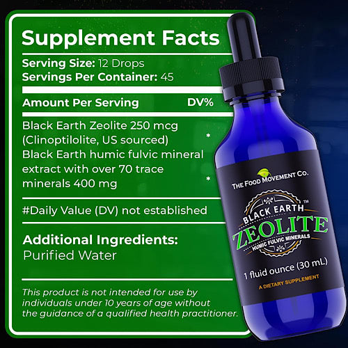 The Food Movement, Black Earth Zeolite, 1floz