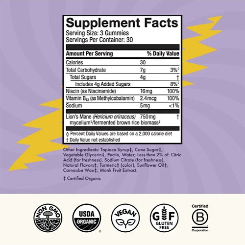 Host Defense Cosmic Focus Grateful Dead Mushroom Gummies with Lion’s Mane, B12 & Niacin for Focus, Memory Support Plus, 90 Count