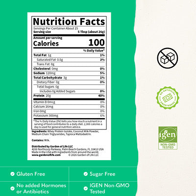 Garden of Life, Clear Whey Protein Unflavored, 13.8