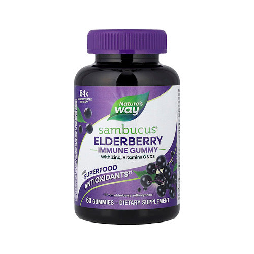 Nature's Way Sambucus Elderberry Immune Gummies with Vitamin C, Vitamin D3 and Zinc - 60ct