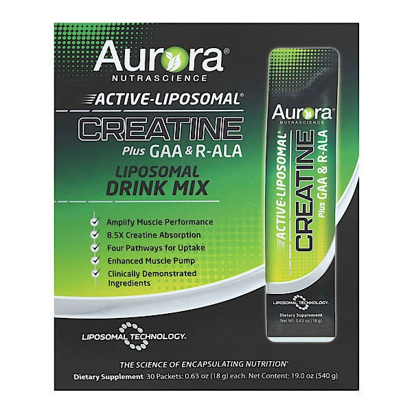 Aurora Nutrascience, Active Liposomal Creatine Plus GAA & R-ALA, 30 Packets, 0.63oz ea