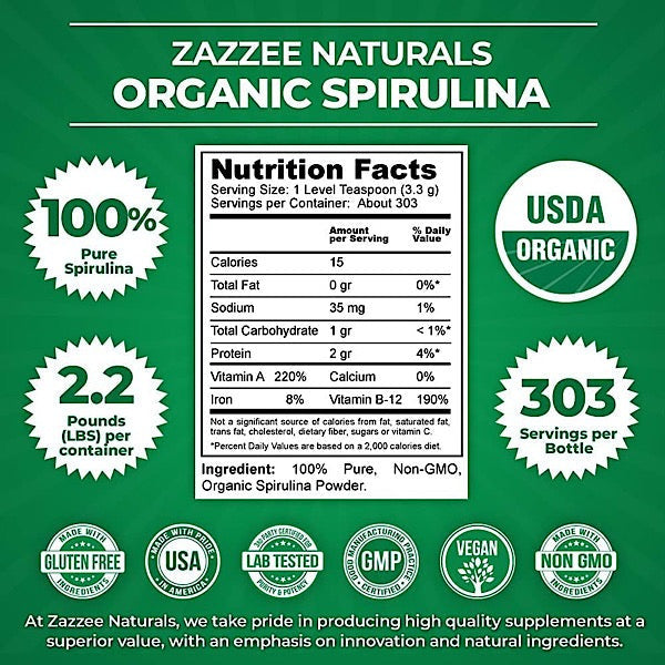 Spirulina, Organic Powder, 2.2lb