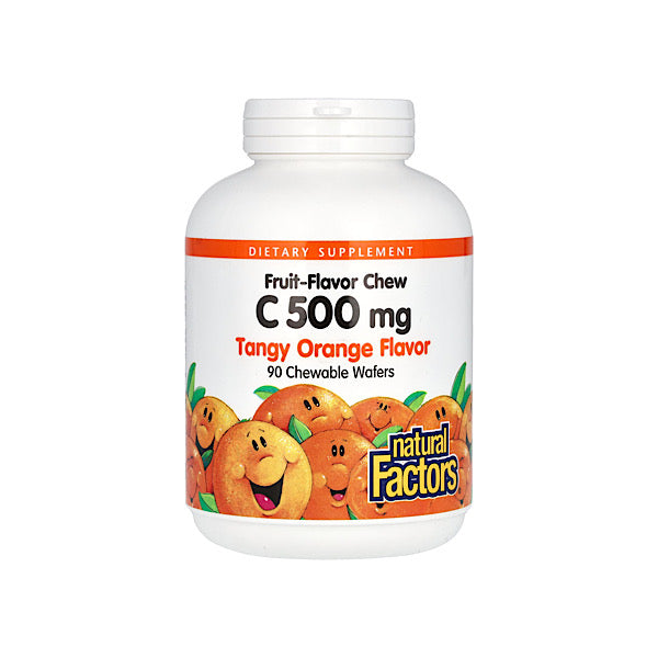 Natural Factors, Vitamin C, Fruit-Flavor Chew, Tangy Orange, 500 mg, 90 Chewable Wafers