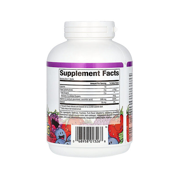 Natural Factors, Vitamin C Fruit-Flavor Chew, Blueberry, Raspberry and Boysenberry, 500 mg, 90 Chewable Wafers