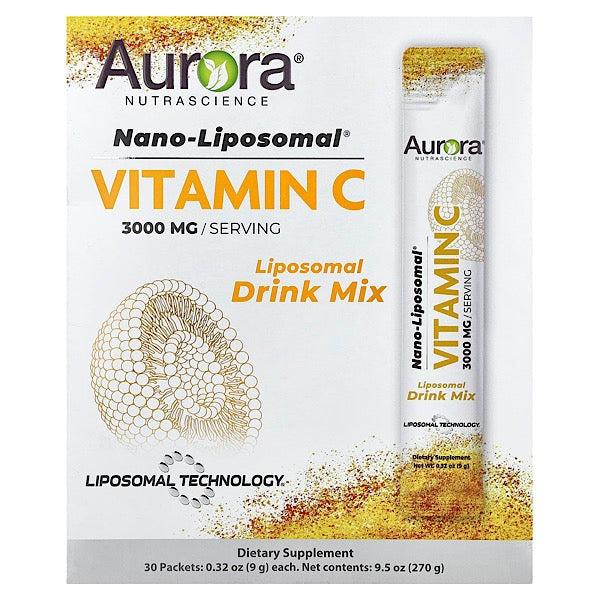 Aurora Nutrascience, Vitamin C Nano Liposomal Drink Mix, 3000mg 30ct, 9.5oz