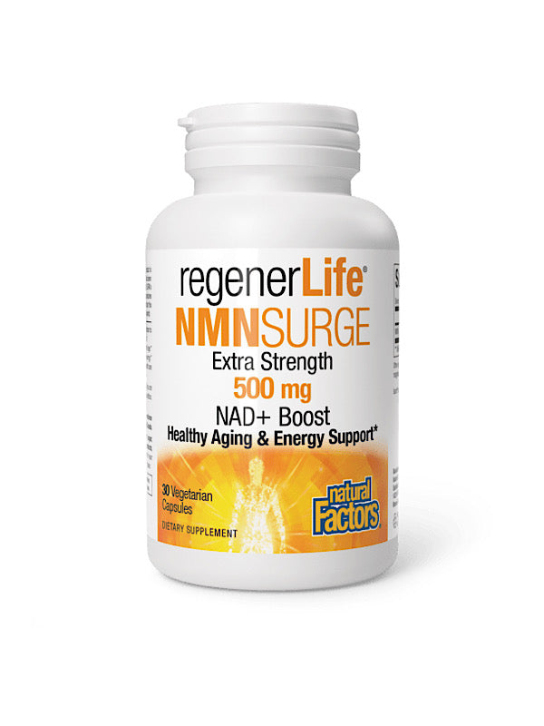 Natural Factors, regenerLife NMNSurge NAD+ Boost 500 mg, 30 Veg Capsules