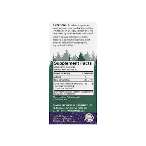 Host Defense Lion's Mane Mushroom, 60 Capsules