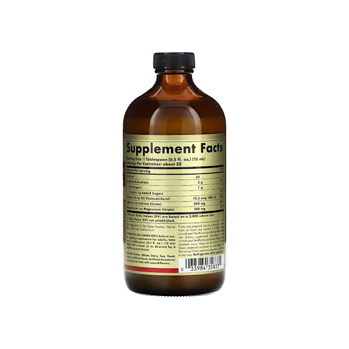 Solgar Liquid Calcium Magnesium Citrate with Vitamin D3, Strawberry, 16 fl oz