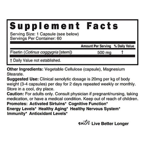 Nature's Fusions, Fisetin 500mg, 32 Vegan Capsules