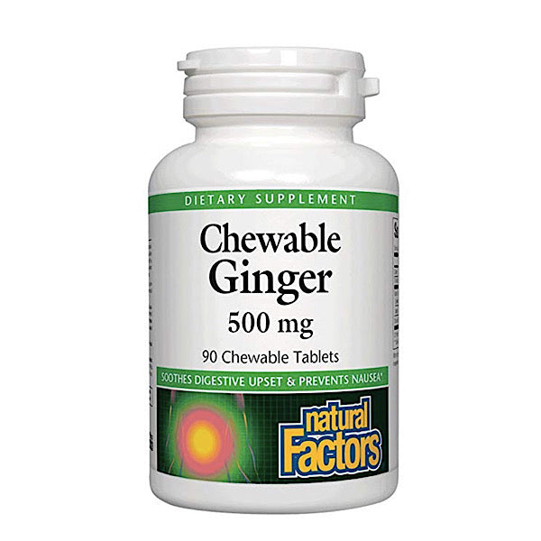 Natural Factors Chewable Ginger 500 mg, 90 Chewable Tablets