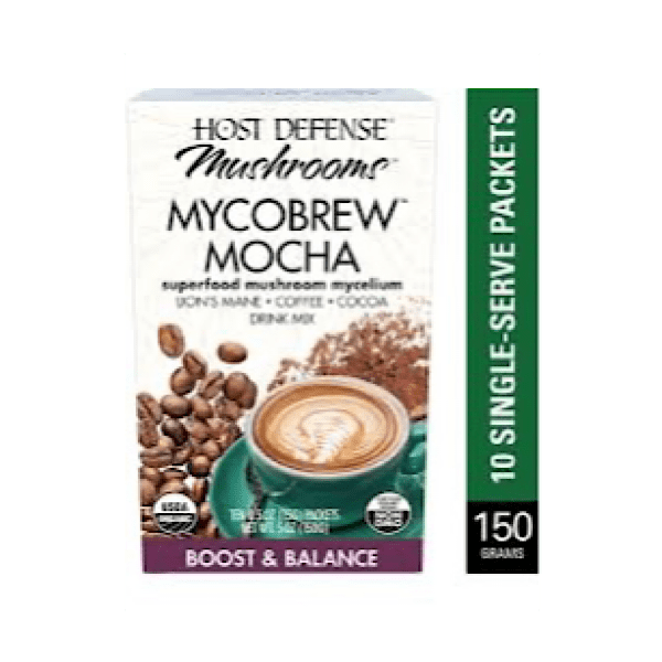 Host Defense, MycoBrew Mocha Boost & Balance - Lion’s Mane Mushroom, 10 Pack