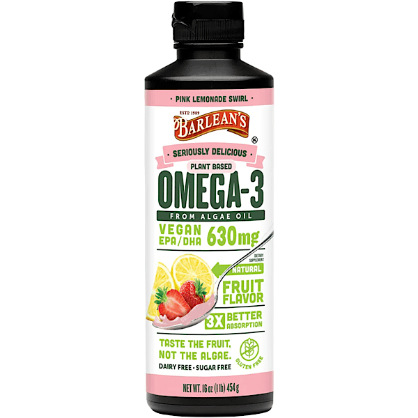 Barlean's Seriously Delicious Omega-3 Algae, Pink Lemonade Swirl 16 oz