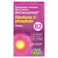 Natural Factors, BioCoenzymated B2, Riboflavin 5'-Phosphate, 50 mg, 30 Vegetarian Caps