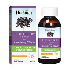 Herbion Naturals, Elderberry Syrup, Raspberry, 4 fl oz