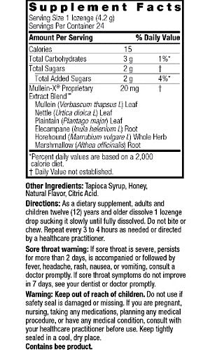 Nature's Answer Mullein-X Throat Lozenge, 24 Lozenges