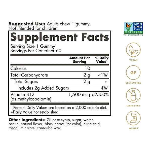 Solgar B12, 1500 mcg Gummy 60ct