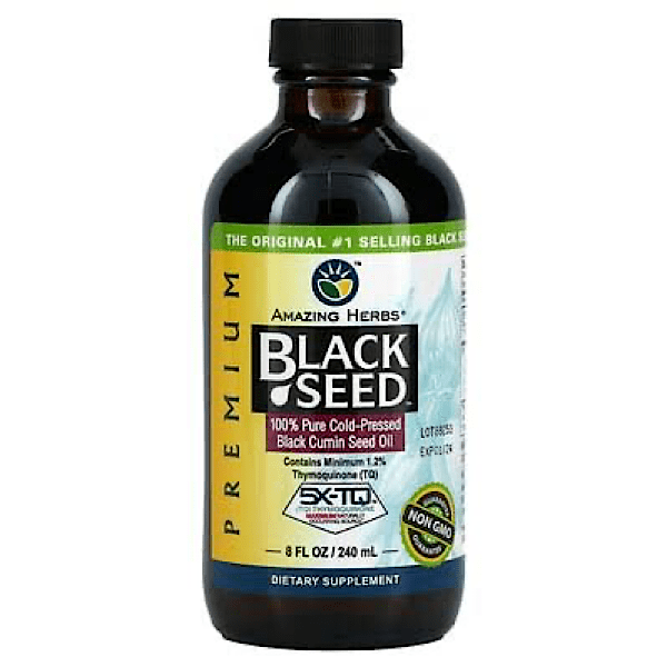 Amazing Herbs, Premium Black Seed, 100% Pure Cold-Pressed Black Cumin Seed Oil, 8 fl oz